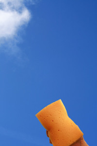 a beautiful blue summer sky and a sponge